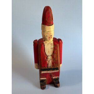 Wolf Creek Carved Wooden Santa Figurine Articulated Arms Folk Art 10" Unsigned R
